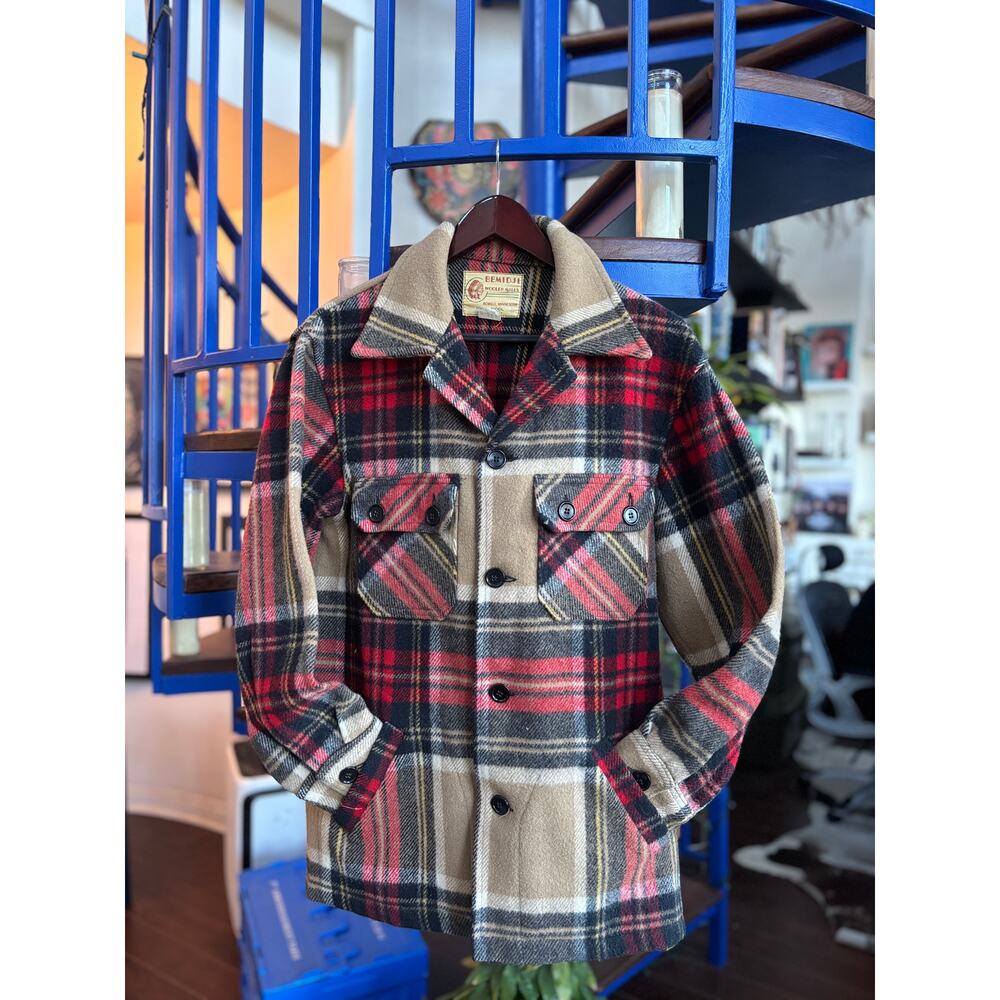 Bemidji Woolen Mills Red Plaid Wool Cruiser  Jacket Size M